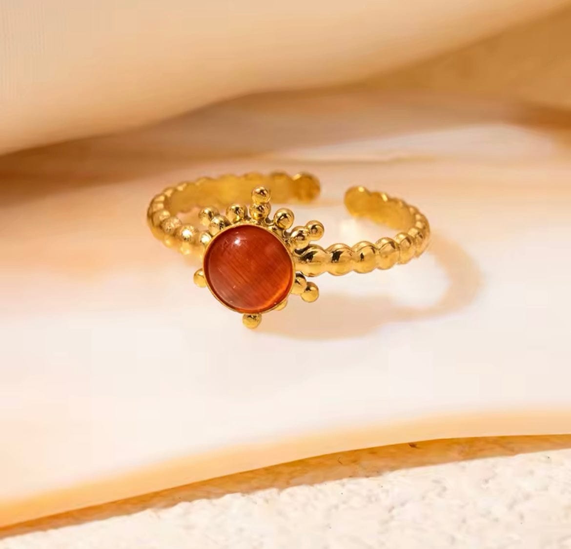 BAGUE PIERRE EN ACIER INOXYDABLE