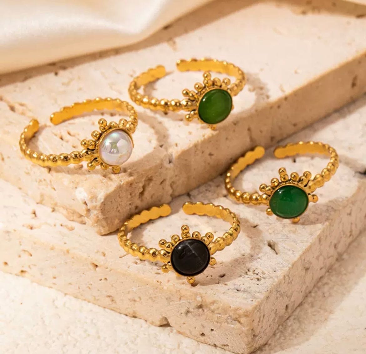 BAGUE PIERRE EN ACIER INOXYDABLE