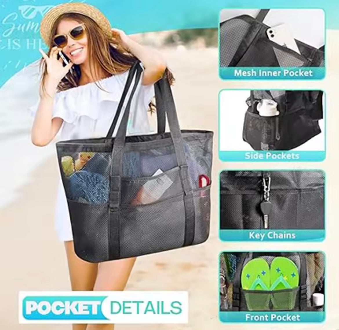 SAC DE PLAGE EN MAILLE