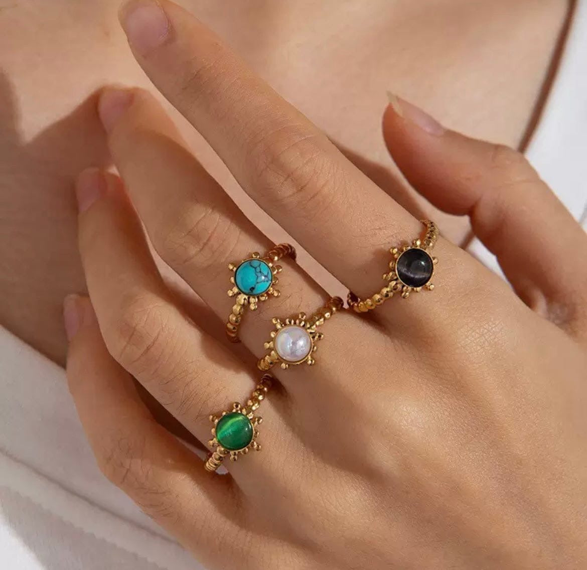 BAGUE PIERRE EN ACIER INOXYDABLE