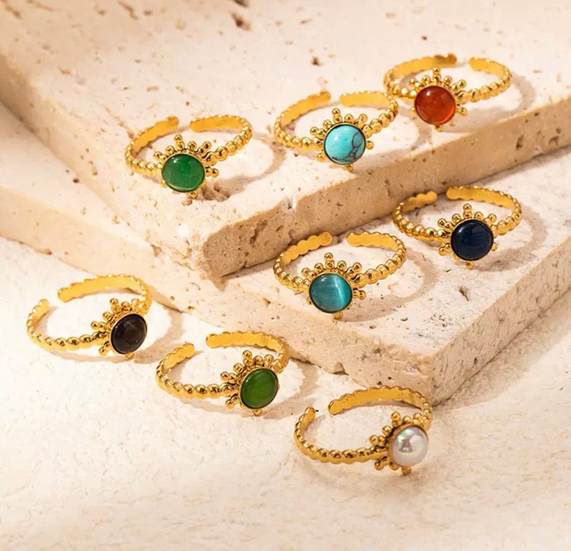 BAGUE PIERRE EN ACIER INOXYDABLE