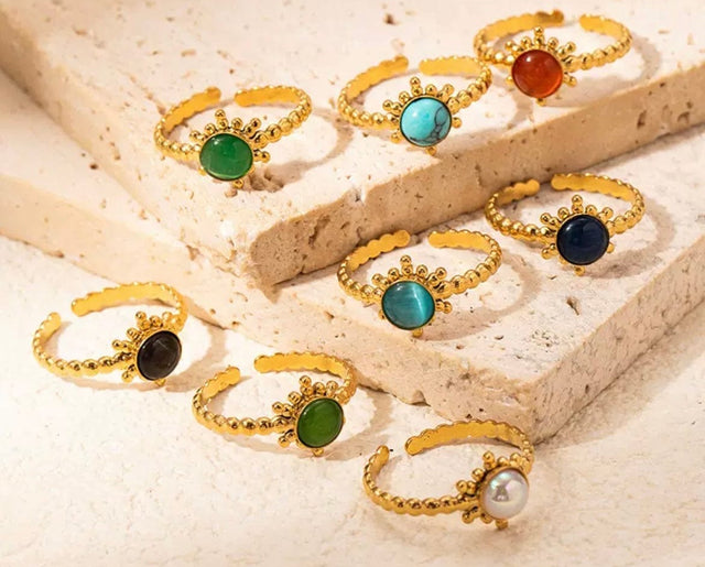 BAGUE PIERRE EN ACIER INOXYDABLE