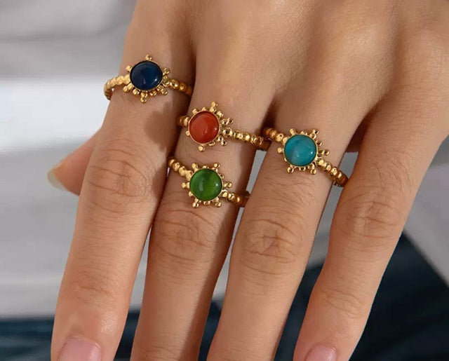 BAGUE PIERRE EN ACIER INOXYDABLE